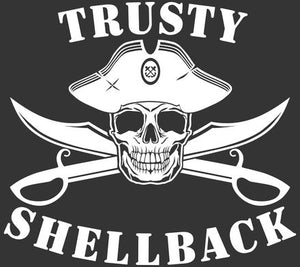 Shop your 8 Inch White Shellback White Skull with Hat and Swords Sticker\Decal at Arizona Black Mesa.