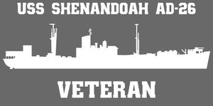 Shop for your White USS Shenandoah AD-26 sticker/decal W\Helo Deck at Arizona Black Mesa.