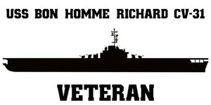 USS Bon Homme Richard (CV-31) Black Veteran Vinyl 10.5 Inch Sticker / Decal