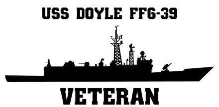 USS Doyle (FFG-39) Black Veteran Vinyl 10.5 Inch Sticker / Decal