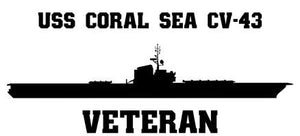 USS Coral Sea CV-43 Black Veteran Vinyl 10.5 Inch Sticker / Decal
