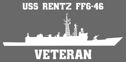 USS Rentz (FFG-46) White Veteran Vinyl 10.5 Inch Sticker / Decal