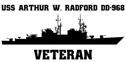 Shop for your Black USS Arthur W. Radford DD-968 (ASROC) sticker/decal at Arizona Black Mesa.