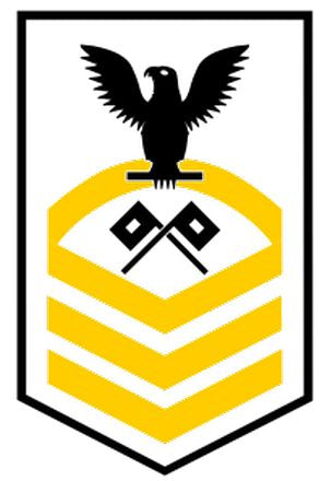 Shop for your Black with Gold Stripes Sticker Decal Signalman Chief (SMC) at Arizona Black Mesa.