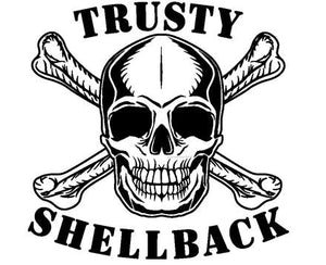Shop  your 8 Inch Black Shellback Black Skull with Crossbones Sticker\Decal at Arizona Black Mesa.